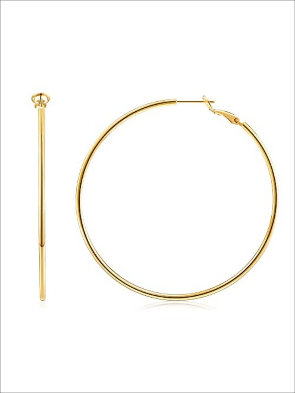 14K Gold Plated Thin Hoop Earrings Hypoallergenic Lightweight Everyday